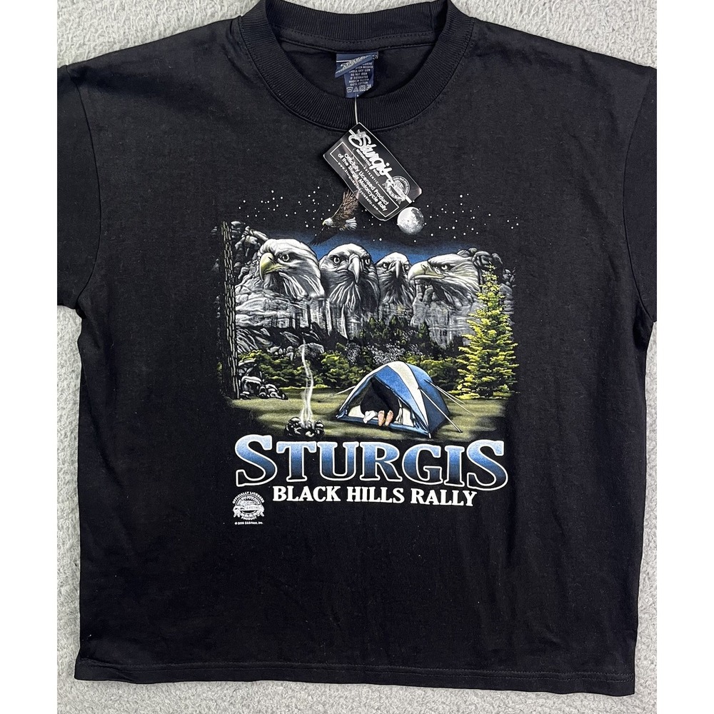 VTG 2005 Harley Davidson Sturgis T-Shirt Black Hills Rally Eagle Camping Women's